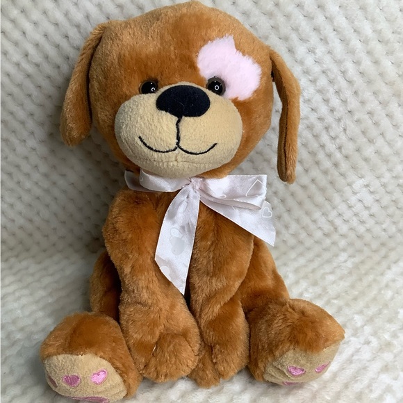 KELLTOY Plush Puppy Dog with Pink Hearts Stuffed Valentines Animal Toy - Picture 2 of 13